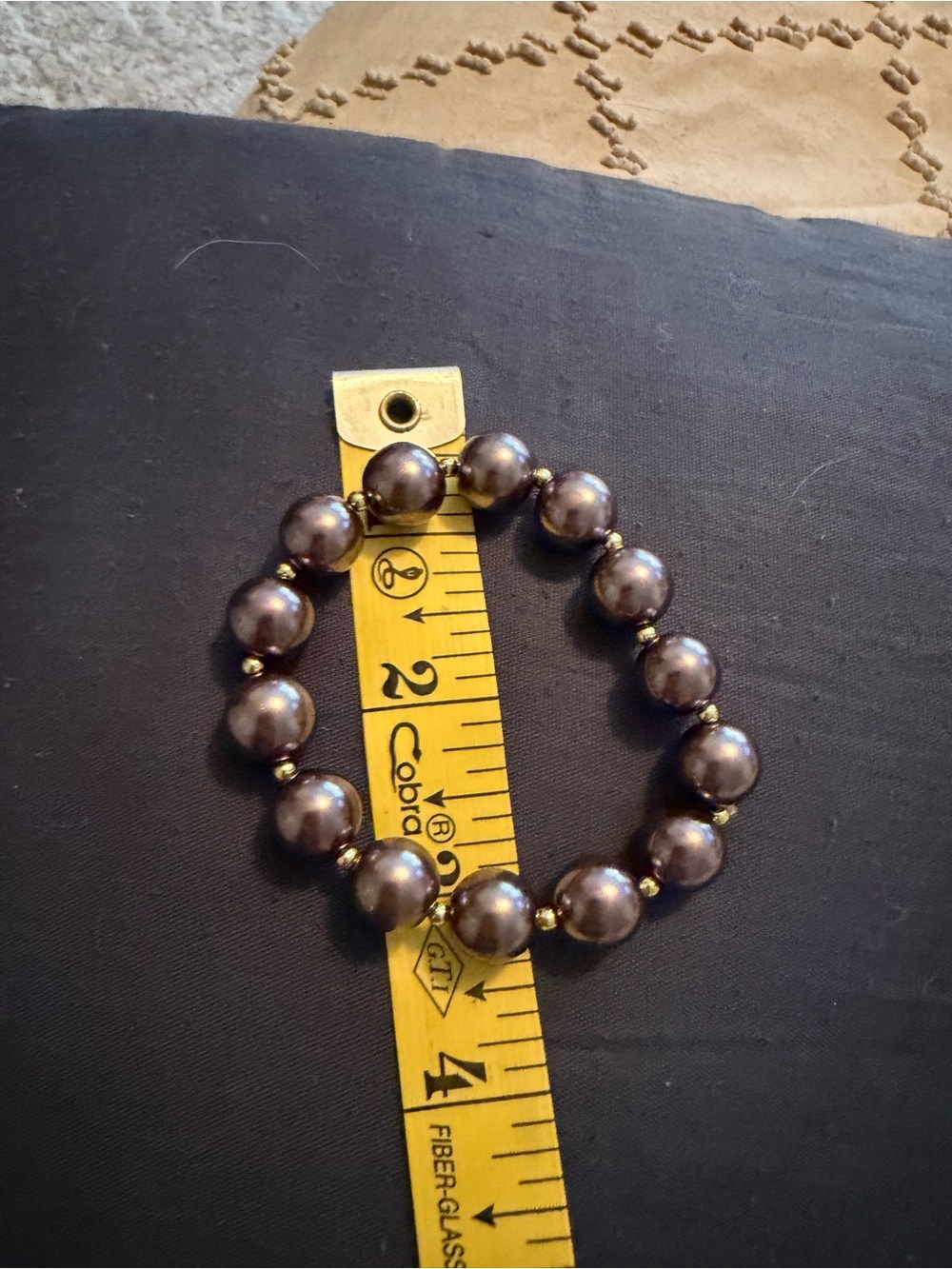 Elegant Dark Gray Pearl Stretch Bracelet with matching earrings